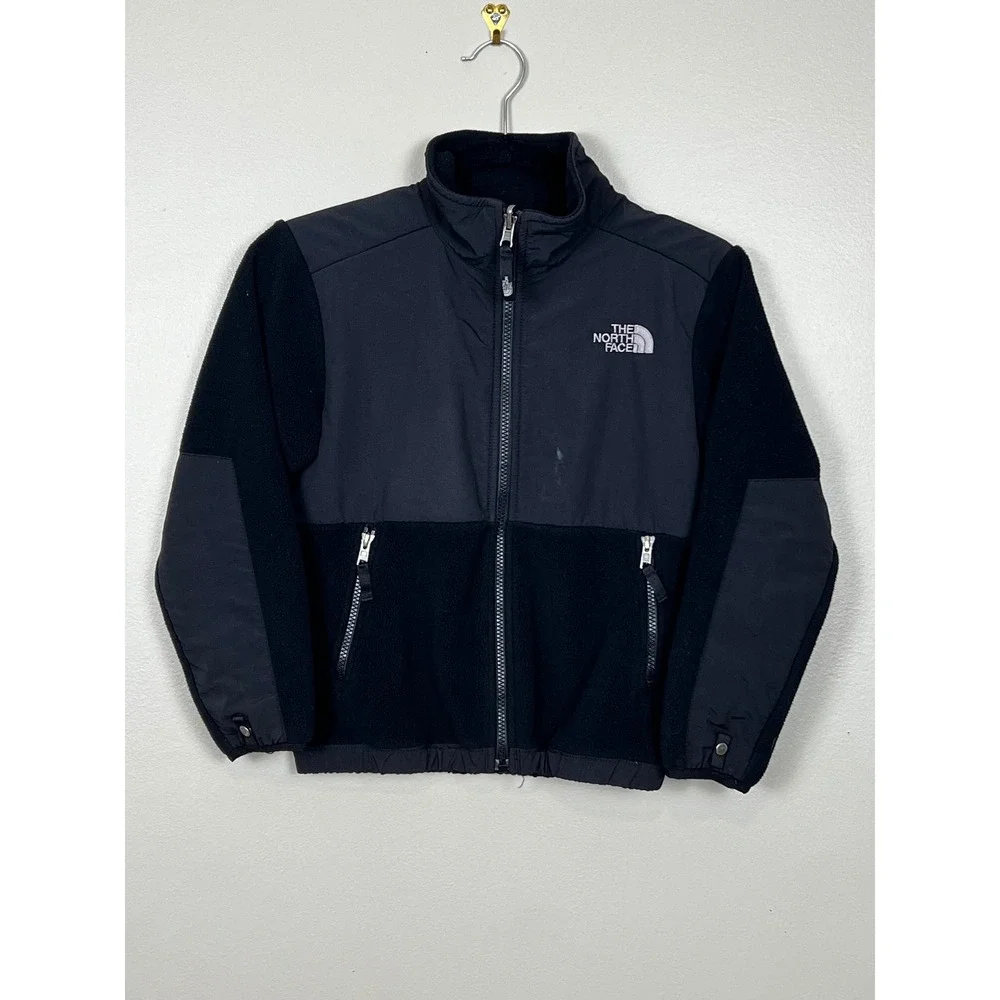 The North Face Denali Fleece Jacket Boys Small 7/8 Black Full Zip Coat NF0A34VJ